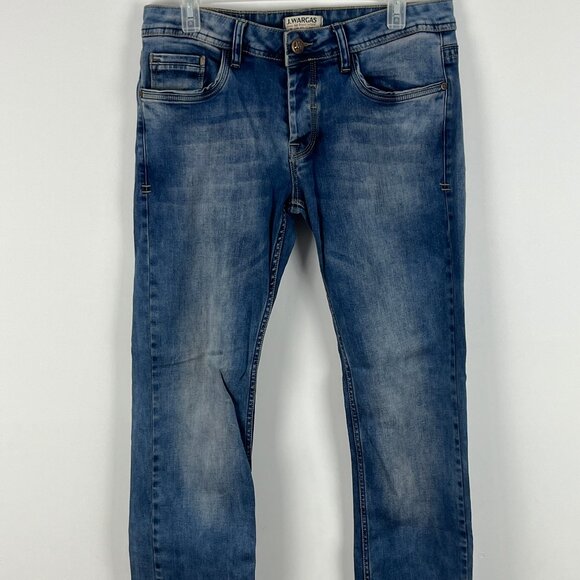 J Wargas Straight Jeans Size 32 Blue Inseam 32in Rise 9in Stretch 5 Pocket - Picture 1 of 9